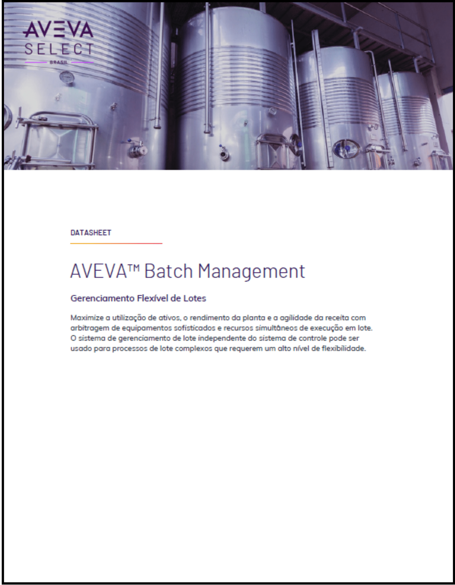 AVEVA Batch Management - Documentos - AVEVA Select Brasil